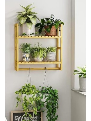 Bambu Mini 8 Form Organizer Mutfak ve Banyo Düzenleyici Askılı Duvar Rafı Havluluk DB-0028