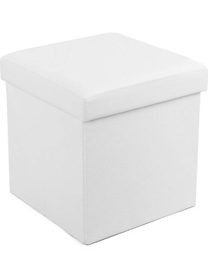 Depolama Alanlı Tabure, 300 Kg'a Kadar Dayanıklı, Beyaz, 38 x 38 x 38 Cm, LSF103