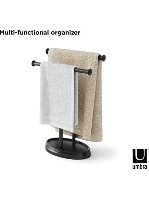 Lavabo Için Havlu Askısı, Serbest Duran Havlu Askısı, Iki Kollu Metal Takı Koyma Yeri Ile, Siyah, Standart Boyut