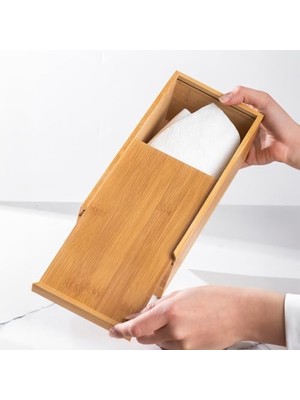 0006 Bambu Peçetelik Ahşap Dekoratif Peçetelik Masaüstü Peçetelik Peçete Düzenleyici Peçete Kutusu