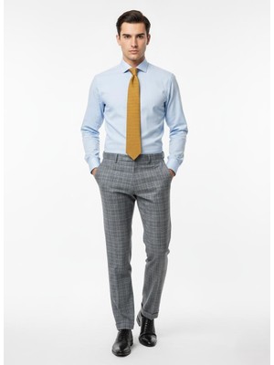 Presto Erkek Slimfit Likralı Kareli Desen Pantolon Mavi  3184-340