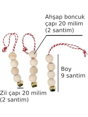 Bebek Yılbaşı Ağaç Boncuk Süs Hobi Zilli Çok Amaçlı Etkinlik Doğum Günü Zil Dekoratif Ipli Süs 3 Adet