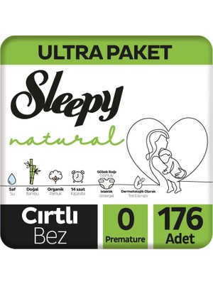 Sleepy Natural Ultra Paket Bebek Bezi 0 Numara Premature 176 Adet