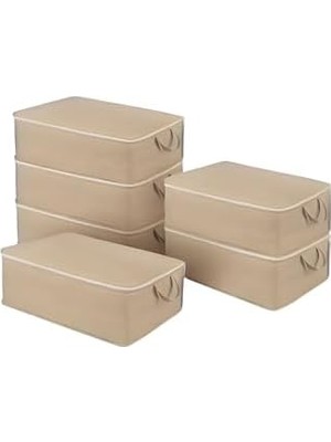 Rozet Tekstil 6 Adet Büyük Boy Kahverengi Yatak Altı Çok Amaçlı Hurç 64 x 45 x 22 cm Kahverengi 44 x 65