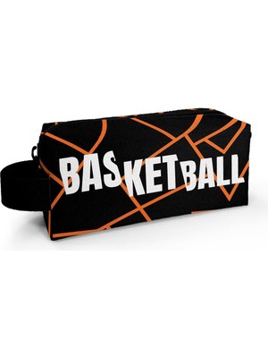 Siyah Basketbol Tek Bölmeli Kalemlik - Erkek Çocuk Kalem Çantası