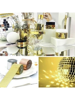 1 Metre Uzunluğunda Aynalı Mozaik Taşlı Dekor Bandı 4 cm x 1 mt (Altın)