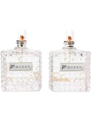 2'li Vanilya Kokulu Kare Kristal Cam Şişe Kandil Seti (2X100 Ml)