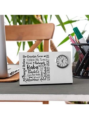 Babaya Hediye Saatli Masa Isimliği