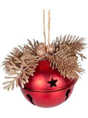Yılbaşı Ağaç Süsü Çıngıraklı Yılbaşı Topu 3'lü Set Kırmızı- 8 Cm.