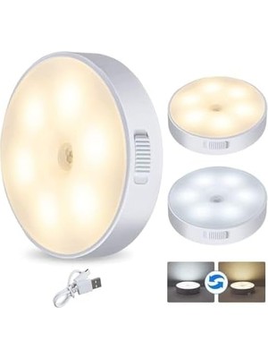 Wellhise L02 2 Renkli USB Şarjlı Mıknatıslı Hareket Sensörlü Gece Lambası, Koridor, Dolap Içi Aydınlatma Lambası