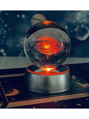 Kristal Cam Küre Renk Değiştiren LED Işıklı Gece Lambası Dekoratif Hediyelik Tozbulutu