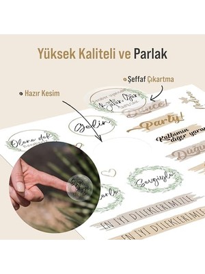 Düğün Seti, 325 Adet Çıkartma, Misafir, Konuk Defteri Veya Fotoğraf Albumü Için Sevgi Dolu Temalı, Dekorasyon Için Motifli Sözcüklü Düğün Etiketi, 10 Sayfa, A5 Boyut