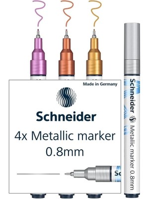 Metalik Marker 4'lü Set (Set 2, Çizgi Kalınlığı 0,8 Mm, Yeni Pigment Teknolojisi, Güçlü Parıltı Efekti) Gümüş, Altın, Bakır, Mor