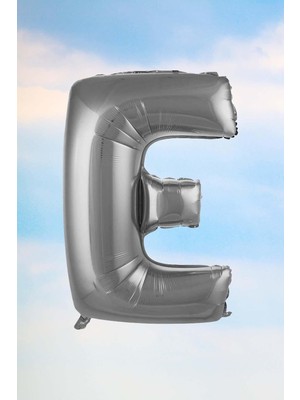 5dm E Harfi Gümüş Folyo Balon 100 cm 40 Inç 1 Metre Silver