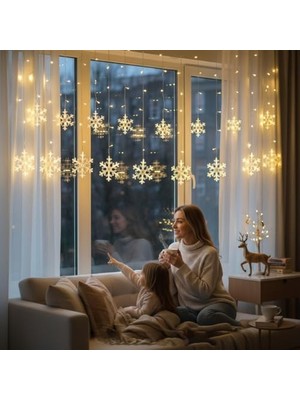 3 Metre Fişli 10’lu Kar Tanesi LED Işık Zinciri – Dekoratif Yılbaşı Aydınlatması, Ev, Salon, Balkon ve Parti Süslemeleri Için Işık Dekor Zinciri