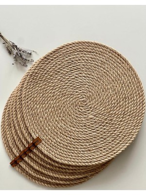 Pink & Blue - 6'lı Supla Set | Hasır | Amerikan Servis Lüx Sunum (Jüt)