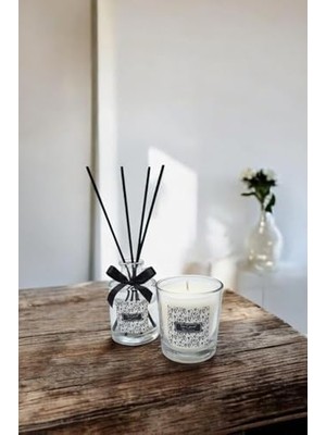 Vanilya Kokulu Bardak Mum ve 100 ml Oda Kokusu Seti