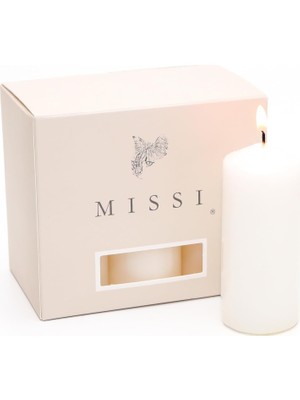 6'lı Ekru Bar Mum Seti (3,5x8 Cm)