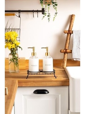 Tokyo Standlı 2 Li Sıvı Sabunluk Siyah Kapak