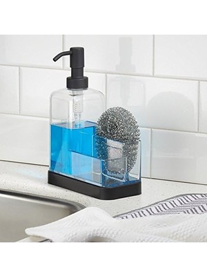 67097EU Forma 2 Sabun-Ve Sünger-Caddy, Mat Siyah/şeffaf