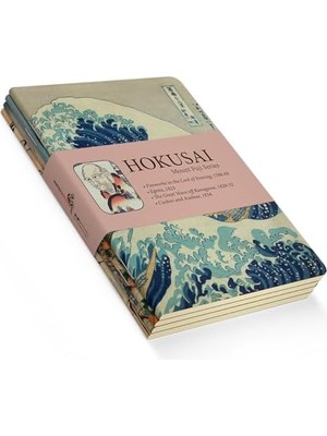 Mount Series I - A5, Hokusai 4'lü Defter Seti I, Çizgisiz, Toplam 256 Sayfa, Her Biri 64 Sayfa, Tel Dikiş, Esnek Kapak, Oval Kenar, Tuval Doku, 60 Gram, Sarı Krem Renk