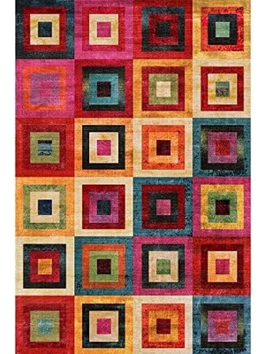 Dizayn Desenli Pamuk Tabanlı Yıkanabilen Kaydırmaz Antibakteriyel Salon Halısı 60X190