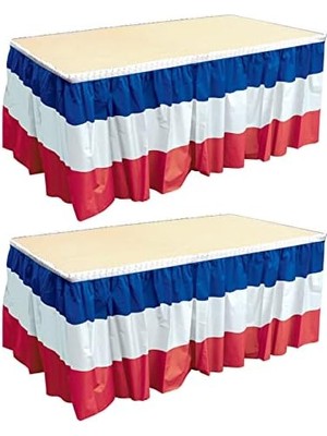 Plastik Masa Etekleri 2 Parça Kendinden Yapışkanlı 4 Temmuz Sofra Takımı, Bağımsızlık Günü Dekorasyonları, 73,6 cm x 14 ', Kırmızı/beyaz/mavi