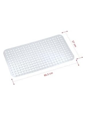 Premium Serisi Banyo - Küvet Içi Kaydırmaz Vantuzlu Yuvarlak Desenli Diktördgen Paspas 66,5 x 36,5 Cm, Beyaz