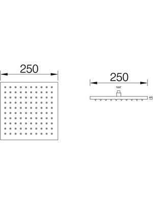 Tepe Duş Başlığı Kare Slim 304 Metal 25X25 cm
