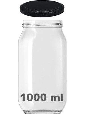 1000 ml Şeffaf Cam Kavanoz 1000 cc Konserve Metal Kapaklı Cam Kavanoz 6 Adet (Şeffaf, 1000 Cc)