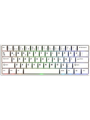 Akko Monsgeek FUN60 Pro White Hall Effect Glare Manyetik Switch 8k Hz Argb Kablosuz Hotswap Türkçe Mekanik Gaming Klavye