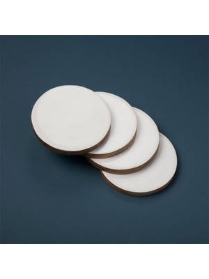 Be 4'lü Set Mango Ahşap & Beyaz Yuvarlak Bardak Altlığı 10 cm
