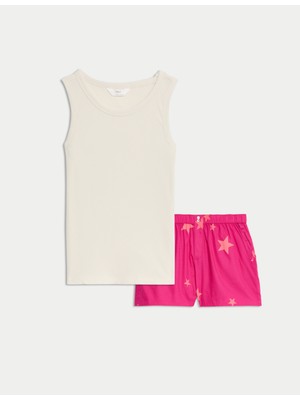 Marks & Spencer Pamuk Karışımlı Yıldız Desenli Şortlu Takım