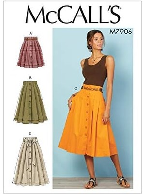Mccall's Pattern Kadın Diz Boyu Pileli Etek, Bedenler 14-22 Dikiş Deseni