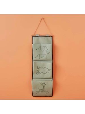 Zoo Hayvan Baskılı%70 Polyester%30 Pamuk Askılı Organizer, Yeşil, 20X60 cm