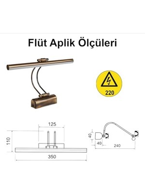 35 cm Elektrikli 3200K Gün Işığı Enerji Tasarruflu Flüt LED Aplik Banyo Tablo Çalışma Masası Duvar Sanat Eseri Ayna Dekoratif ve Modern Aydınlatma (Eskitme)