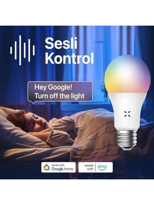 Smart Akıllı Wi-Fi LED Akıllı Rgb Ampul Mobil Uygulama Denetimli ve Alexa Uyumlu Çok Renkli Lamba (1 Adet) X7021