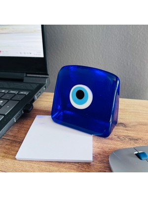Alzfide Global El Yapımı Mavi Cam Nazar Boncuğu Büyük Boy Kağıt Ağırlığı, Masa Dekoru, Ofis Ev Için Hediyelik Obje