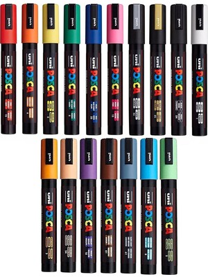 Pc-5m – 17 Adet – Su Bazlı Pigment Mürekkep Marker – Uç 2,5 mm