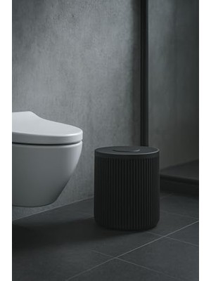 Serisi Siyah Akrilik Çöp Kovası – Silindir, 5 Litre, 25CM, Kolay Temizlenir - 3372