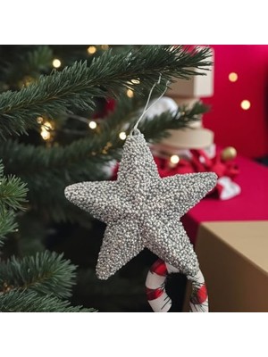 Yılbaşı Ağaç Süsü 15CM Luks Yıldız Gümüş AST7214
