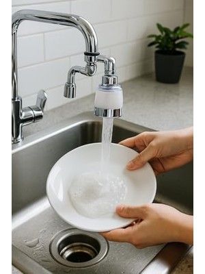 1080° Dönebilen Filtreli Musluk Başlığı – Su Tasarruflu Perlatör Başlık, Oynar Başlı Sistem, Lavabo & Mutfak Uyumlu, Yüksek Basınçlı, Kolay Montaj