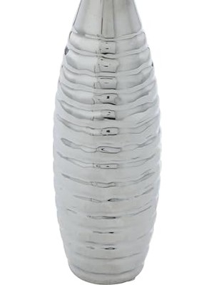 Deco 79 Değişen Desenli Seramik Tomurcuk Vazosu, 3'lü Set 3 "w, 12" H, Gümüş