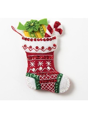 Bucilla, Mavi, Beyaz, Kırmızı, 45,7 Cm- Çorabı Keçe