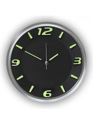 Premium Serisi 25 cm Klasik Duvar Saati Fosforlu Özellikli Gri-Siyah Renk Gri - Siyah