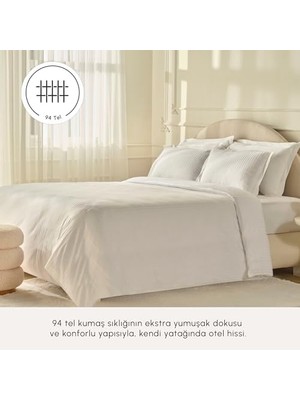 Minas Çift Kişilik Çizgili Nevresim Takımı Beyaz