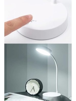 Şarjlı Dokunmatik Akrobat Masa Lambası – 12 Led'li Katlanabilir Kitap Okuma ve Çalışma Işığı, Beyaz Işık, Işıldak Modlu Taşınabilir Masa Üstü Lamba-Kitap Okuma Işığı