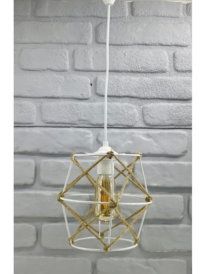 Beyaz Tekli Halatlı Silindirik Konik Sarkıt Cafe Restaurant Mutfak Avize Aydınlatma