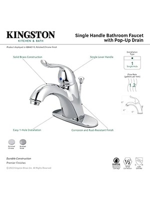 KB6401YL Yosemite Banyo Bataryası, 6-1/8 Inç Emzik Erişimi, Parlak Krom