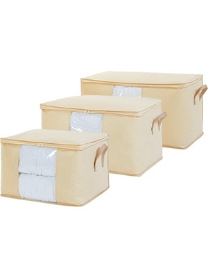 3'lü Pvc Pencereli Bej Hurç Set